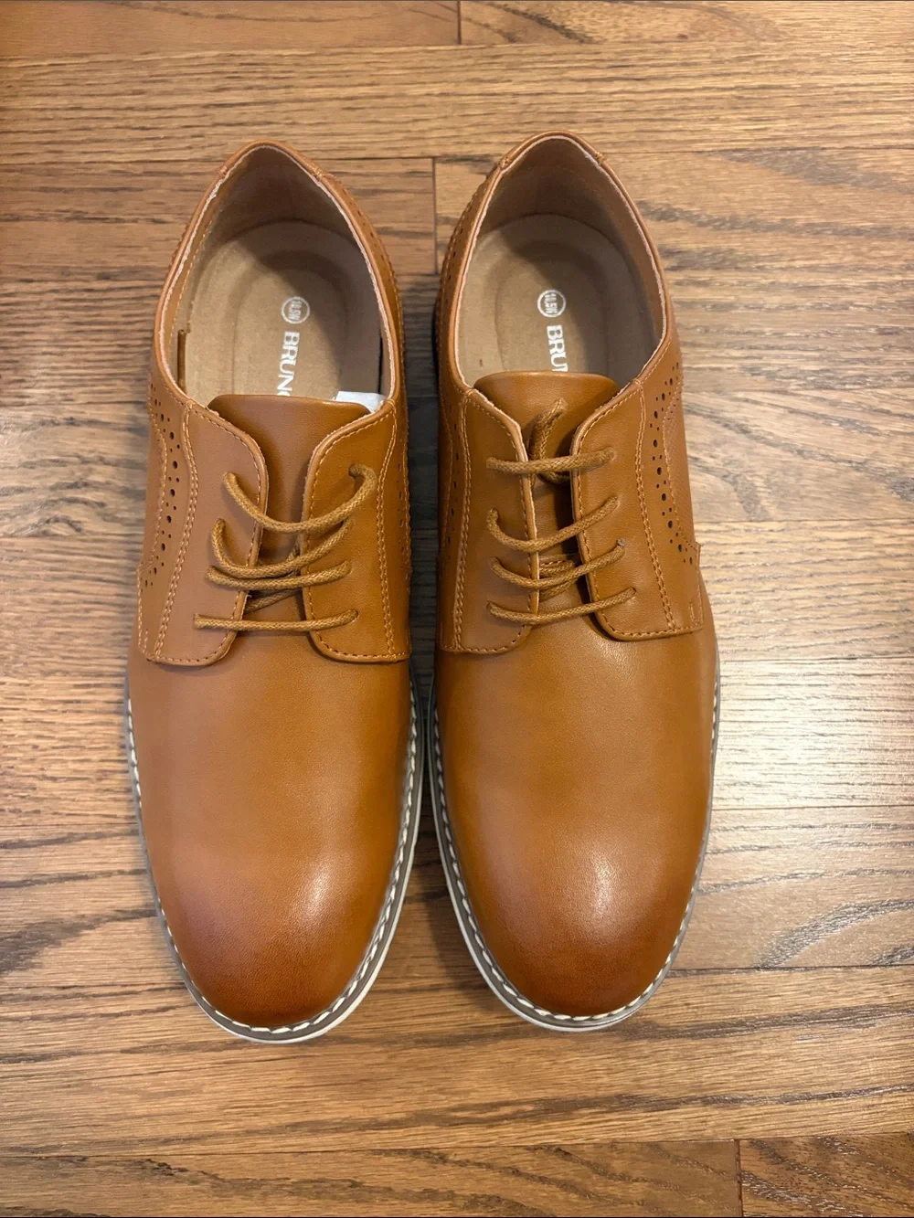 Men's Cognac Lace-Up Oxford Shoes by Bruno Marc